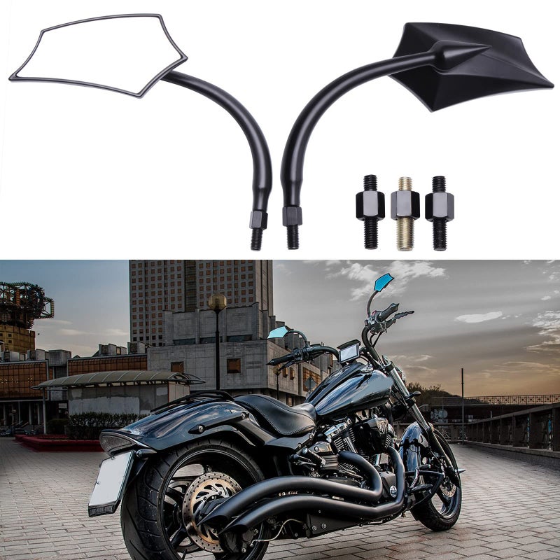 JMTBNO Universal 8MM 10MM Motorcycle Mirrors Rear View Black Compatible with Street Bike Sports Bike Chopper Cruiser Touring - Image 1